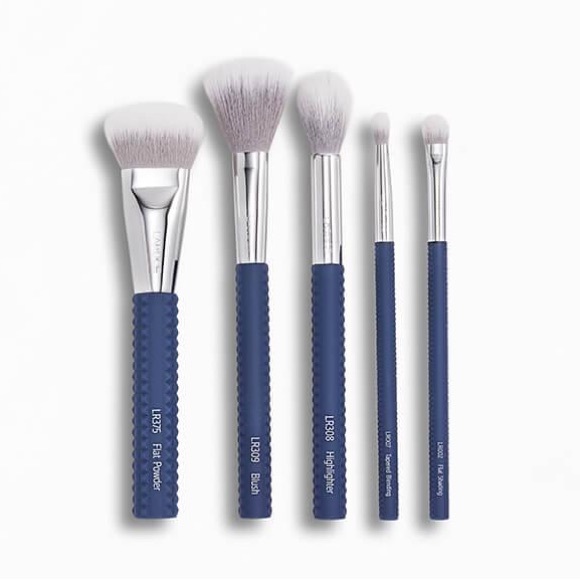 Laruce Beauty Makeup Laruce Cheek Eyes 5pc Brush Set Denim Blue New